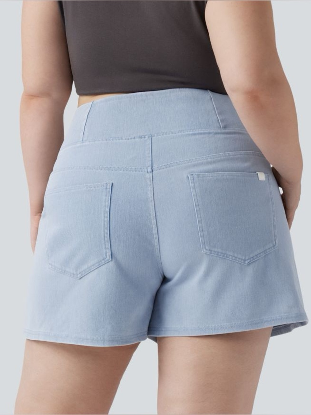 NWOT Halara Flex™ Crossover High Waist Pockets Wide Leg Washed Denim shorts - Picture 2 of 5